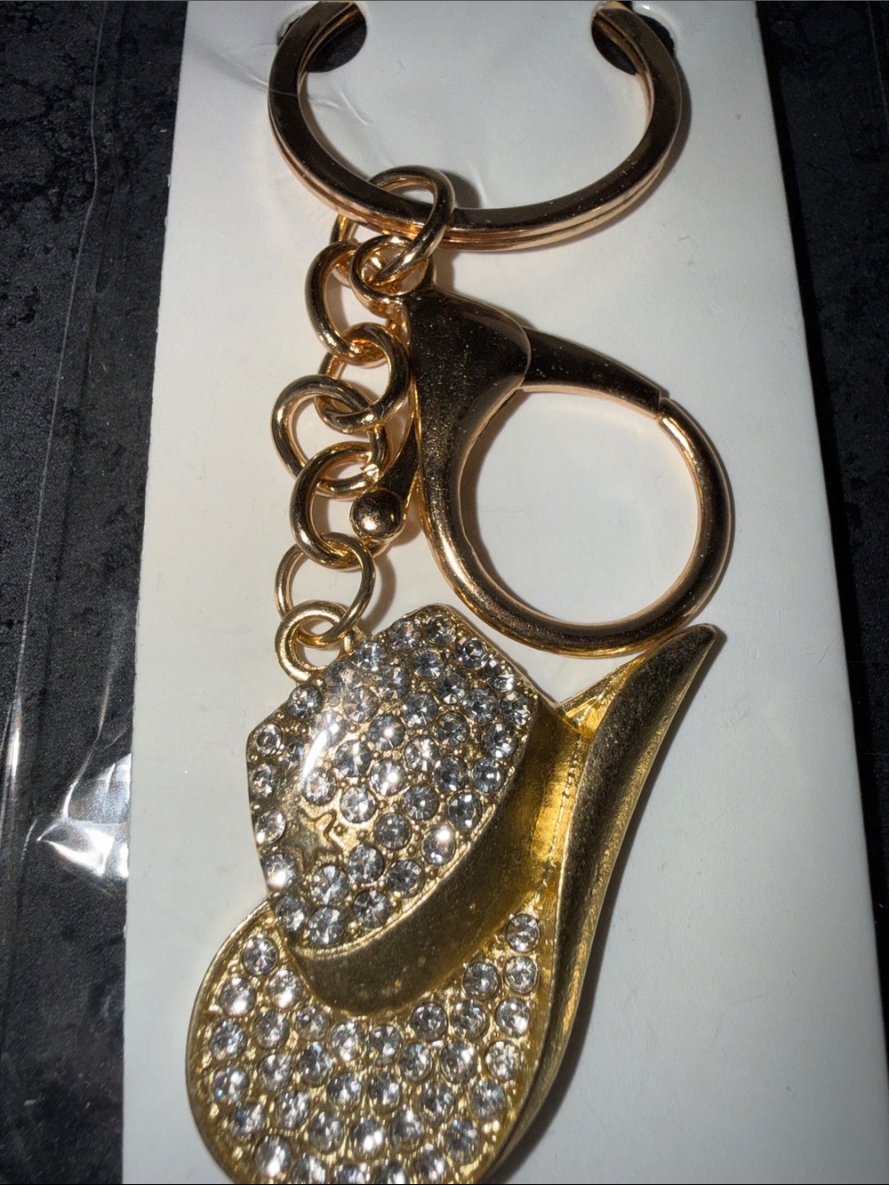 Gold Crystal Cowboy Hat Keychain - Women Accessories